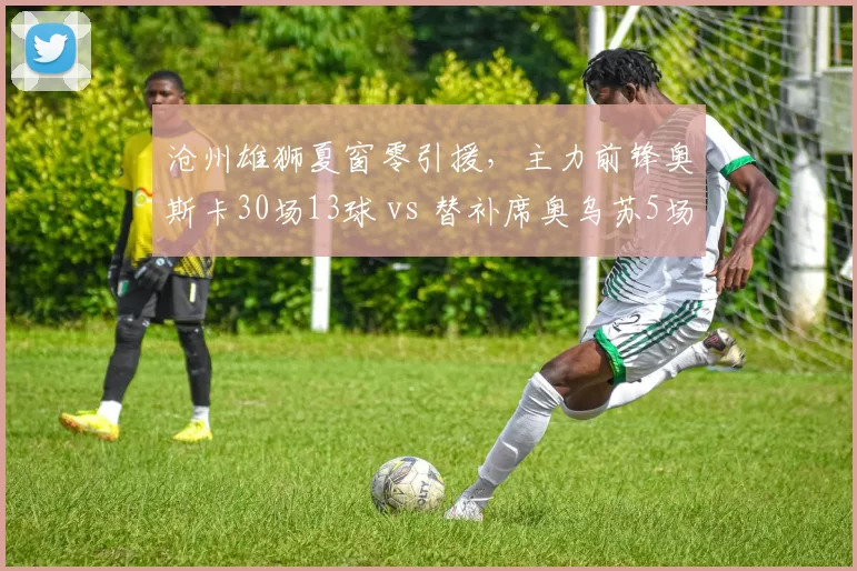 沧州雄狮夏窗零引援，主力前锋奥斯卡30场13球 vs 替补席奥乌苏5场1球，板凳深度致命差距